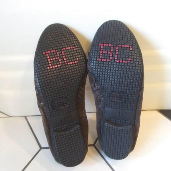 BC Footwear Brown & Black Leather Sparkly Flats with Ruffles, Size 7,  NWOT - Picture 7 of 9